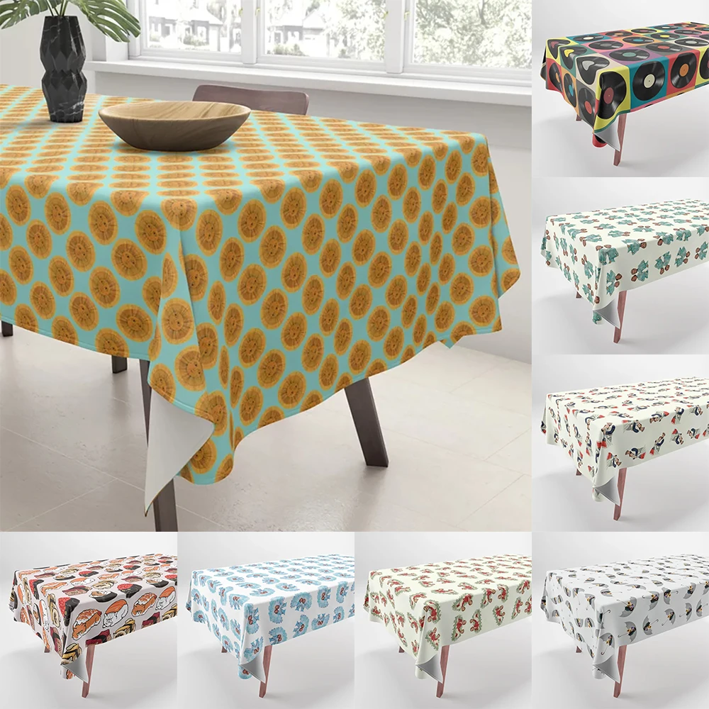 Small Fresh Pattern Printed Tablecloth Home Decor Rectangular Party  Anti-Fouling  Dustproof 