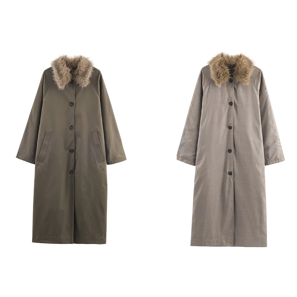 

Autumn New Product Women's Artificial Fur Effect Collar Double sided Windbreaker