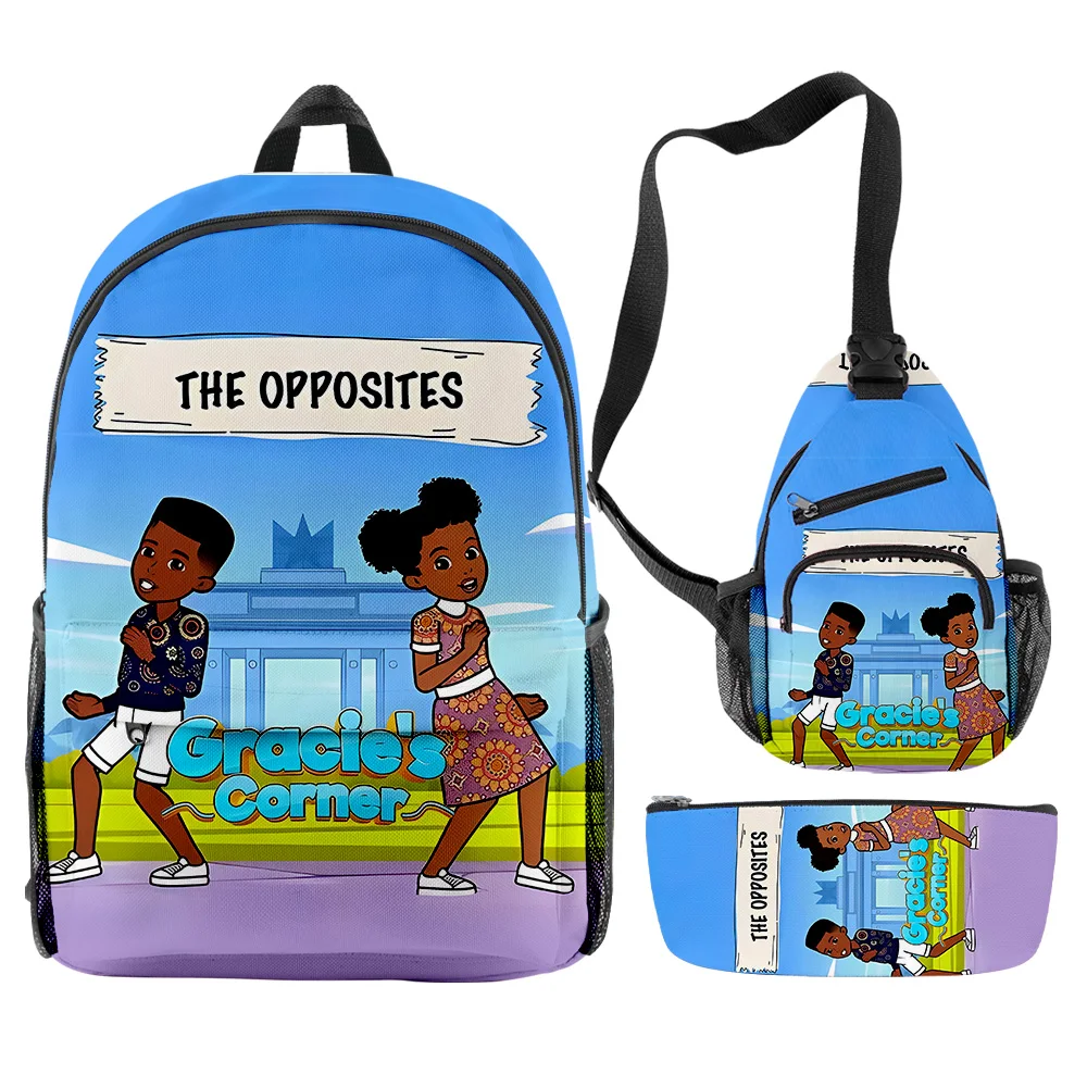 

Classic Popular Harajuku Funny Gracies Corner 3D Print 3pcs/Set pupil School Bags Travel Laptop Backpack Chest Bag Pencil Case