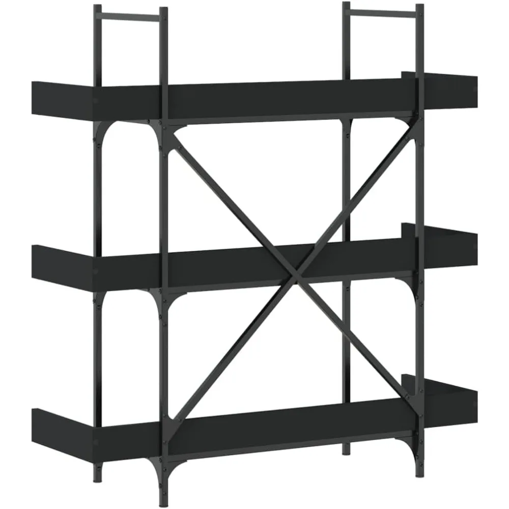 Bibliothèque étagère à livres à 3 niveaux, bibliothèque industrielle, présentoir, organisateur de rangement pour salon, chambre à coucher et bureau à domicile, B