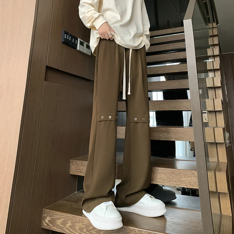 

Ice Silk Wide Leg Pants Men Summer Thin Loose Trousers Draped Straight Leg Casual Long Trousers Faionable Loose Fit Straigh...