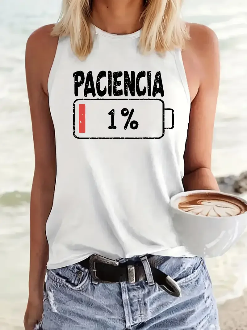

T-shirt kawaii Design Printed Vest Graphic Print Tank Top Women’s Sleeveless Crew Neck Casual Top for Summer Spring