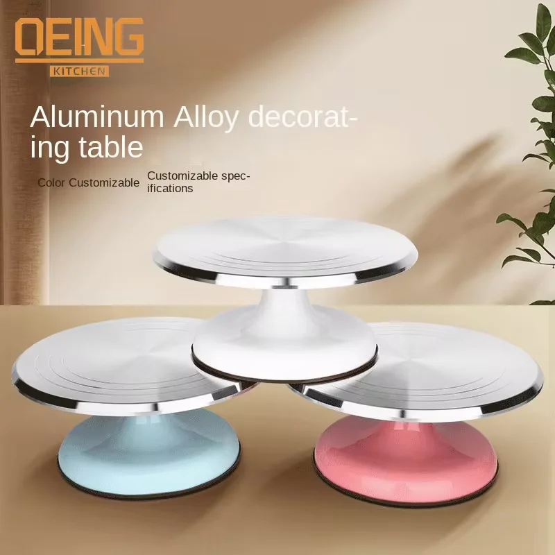 

Cake Turntable Revolving Cake Stand Aluminum Alloy 10/12 Inch Silent Bearing Rounded Edges for Home for Cake Decorating Supplies