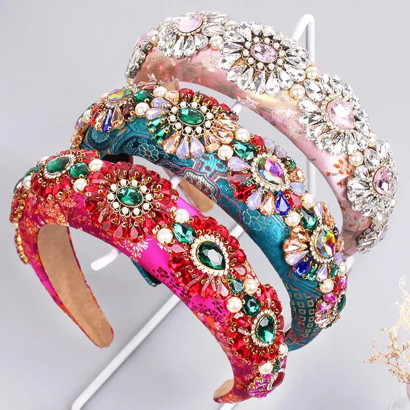 

Full Diamond Sponge Headband Fashion Hair Accessories Women Rhinestone Trend Party Hairband Luxury Baroque Hair Hoop Girl 2022