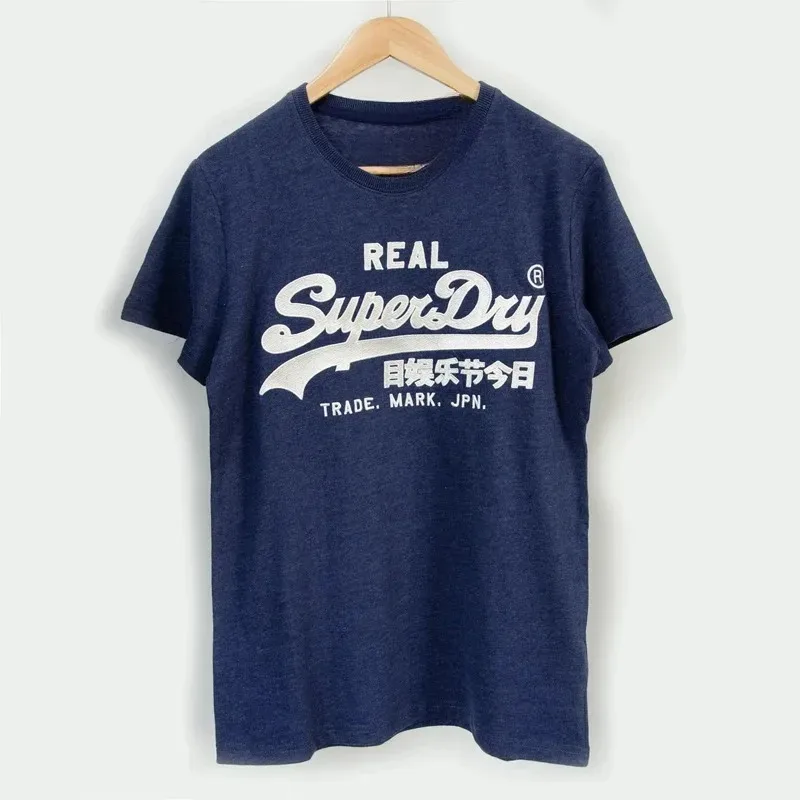 UK Superdry Extremely Dry Men Summer Fashion Brand Printed Letter Short Sleeved Tshirt Cotton Slim Fit Round Neck Tshirt Kid Tee