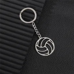 Simple Volleyball Souvenirs Keychain Metal Ball Shaped Pendants Keyrings for Men Women Car Key Ring Sports Fans Gift