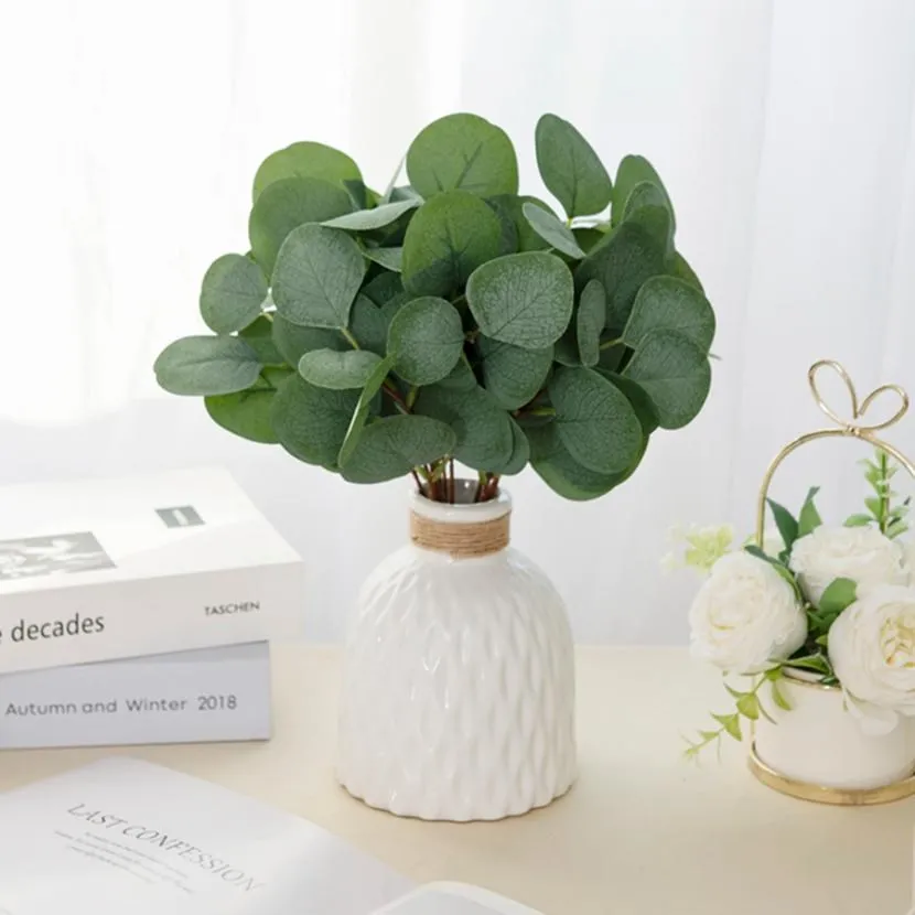 

10Pcs Artificial Silk Eucalyptus Leaves Stamen Diy Festival Vase Home Scrapbook Flowers Garden Wedding Bridal Party Decoration