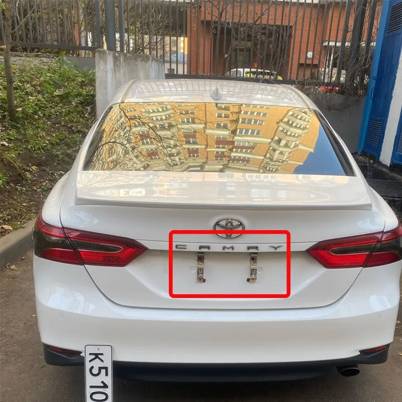 2 PCS Rectangular Car License Plate Spring Loaded Stainless Steel Bracket Cars Frame Holder Clamps Trailer Number Plate Clips image 5