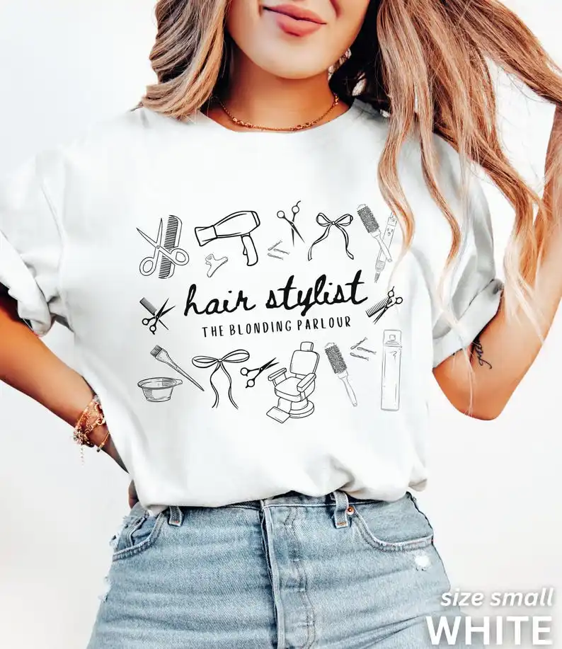 Hair Stylist Shirt, Salon Name Hair Dresser Tee, Cosmetology T-Shirt, Gift for Hairdresser, Cute Gift for Hair Stylist