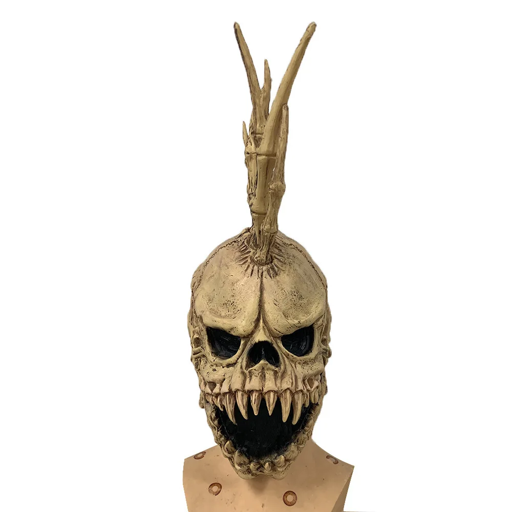 Máscara de Cosplay assustadora para homem, diabo Zumbis, látex, monstro de chifres longos, máscaras, horror, adereços de festa de carnaval, Halloween