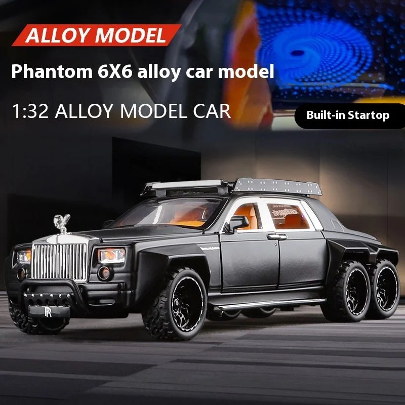 1:32 Rolls Royce Phantom 6X6 Wide Body Modified Version Alloy Diecast Metal Model Car Sound & Light Toy Vehicles Birthday Gifts