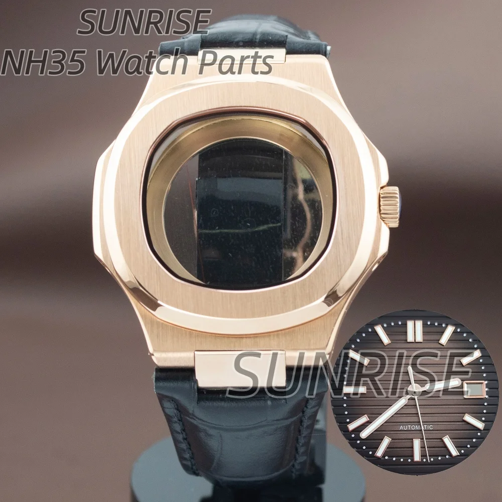 

41mm Nh35 Watch Case Leather Band For Nautilus NH36 NH38 Movement 30.5mm Dial Waterproof 316L Stainless Steel Mod Accessories