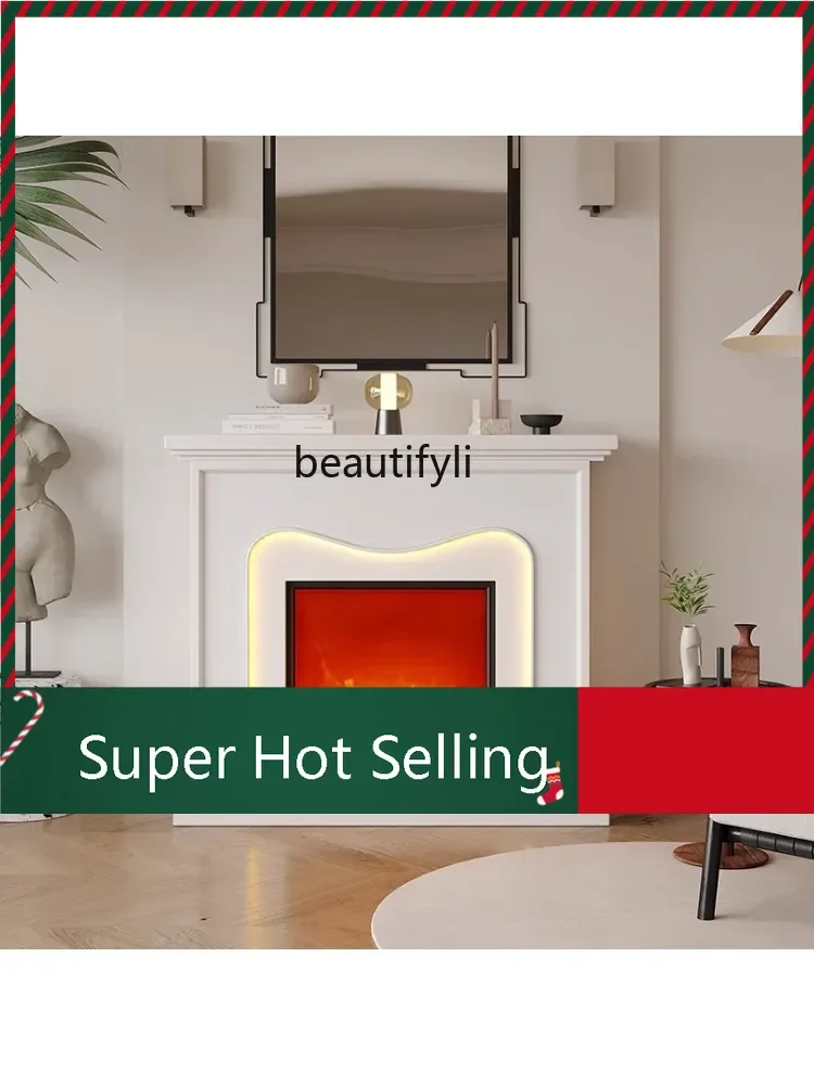 

D071 French Cream Wind Fireplace Decorative Cabinet Homestay Home Entrance Electronic Fireplace Core Simulation Flame Villa Shel