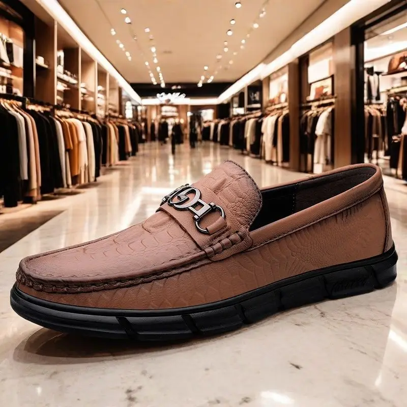 

Мужские кожаные туфли высокого качества, модные коричневые деловые повседневные мужские лоферы, удобные мягкие туфли без шнуровки, мужские топсайдеры
