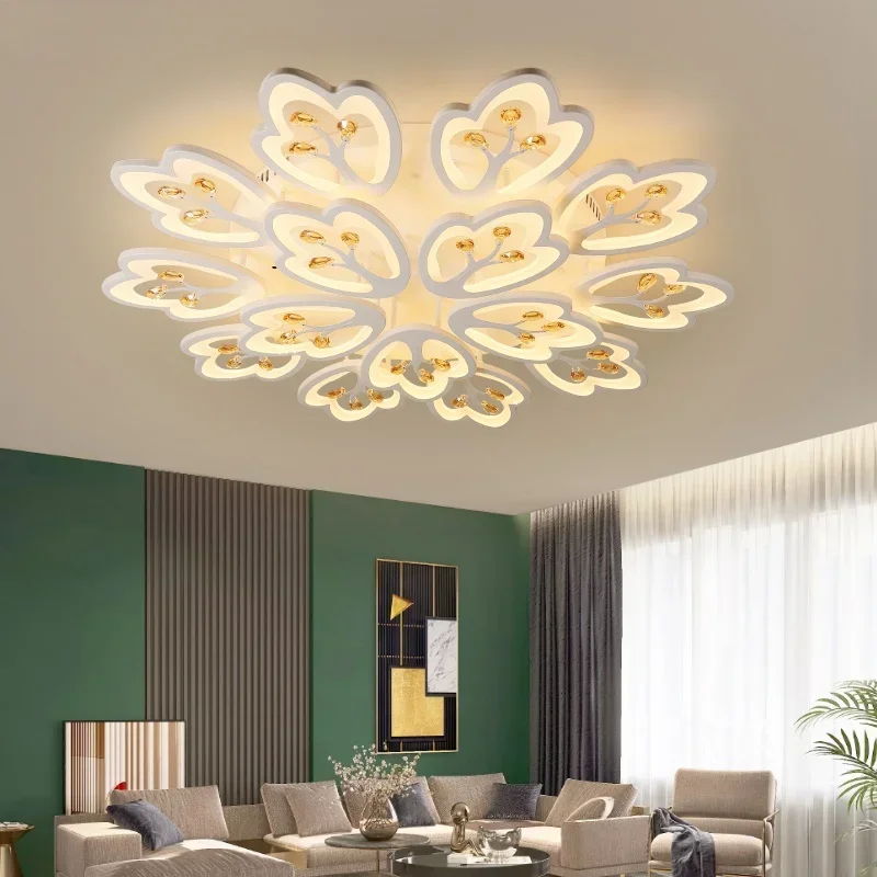 Acrylic Crystal Tulip Decoration New Modern LED Chandeliers Lights For Bedroom Dining Living Room Lamp Home Lighting With Remote