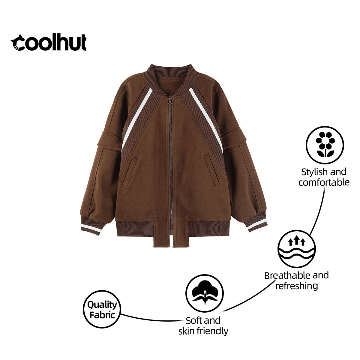 

Винтажная бейсбольная куртка COOLHUT 2025, женское свободное пальто большого размера, повседневное пальто в стиле ретро с цветными блоками, весенняя уличная одежда