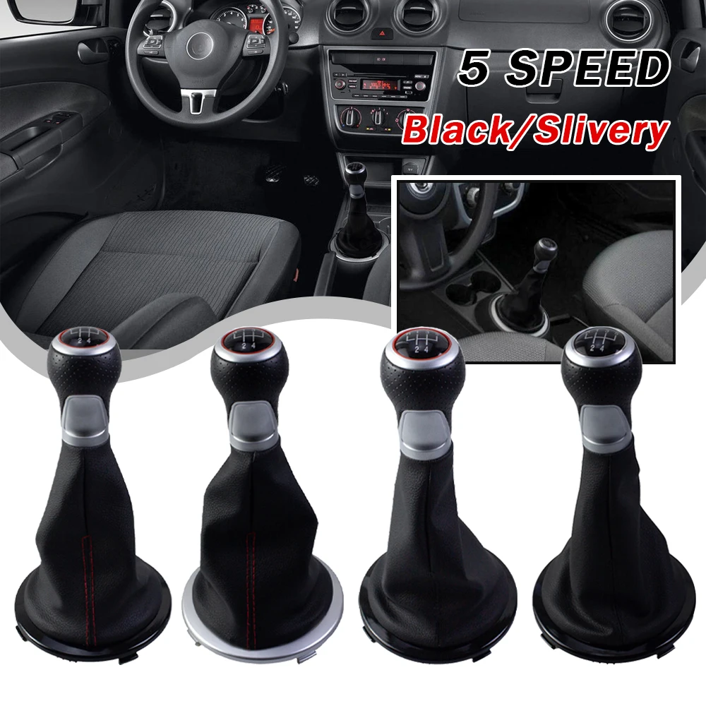 Penna per leva del pomello del cambio in pelle a 5 velocità per Volkswagen GOL G4 G5 Accessori per auto Ghetta Copri bagagliaio linea rossa