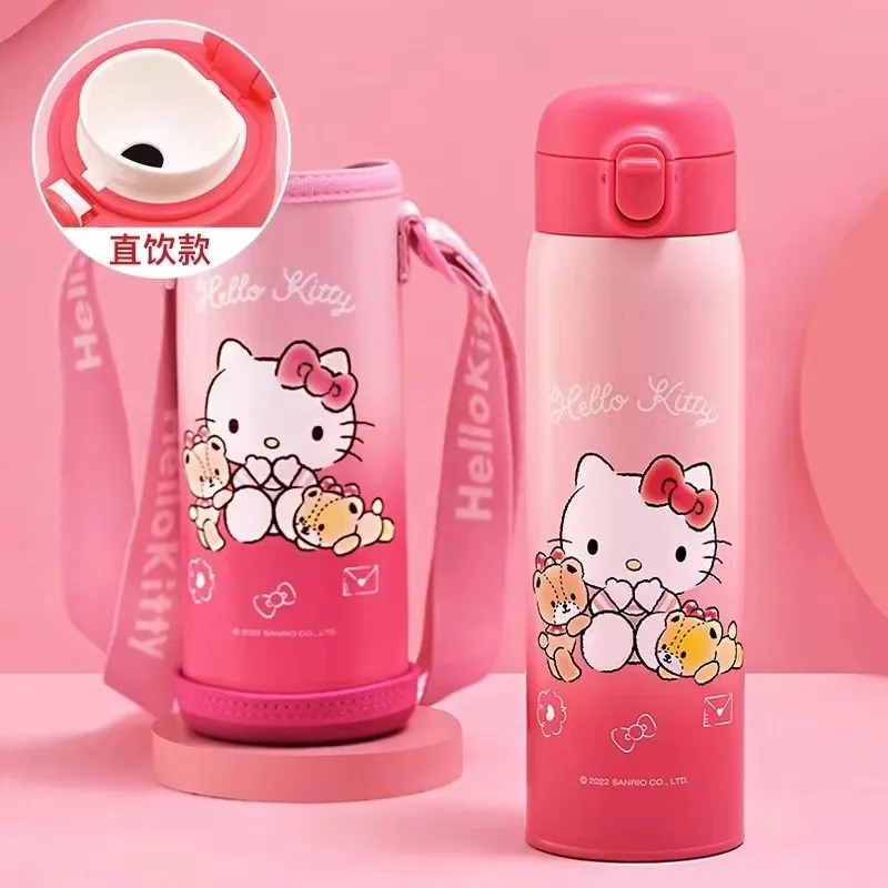 Sanrios-Tasse Thermique pour Enfant, Hello Kitty, Dessin Animé Mignon, Grande Capacité, Étudiant Clics Directement, Bouilloire Mode, 480ml, Sus 316, Chaud, Kawaii