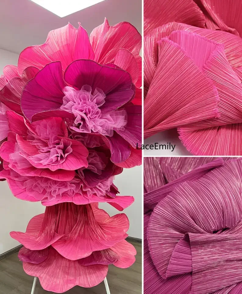 

6-цветная блестящая плиссированная ткань, черная ткань с рюшами, для сценического костюма, украшения сцены, свадебного декора, платья для выпускного вечера,