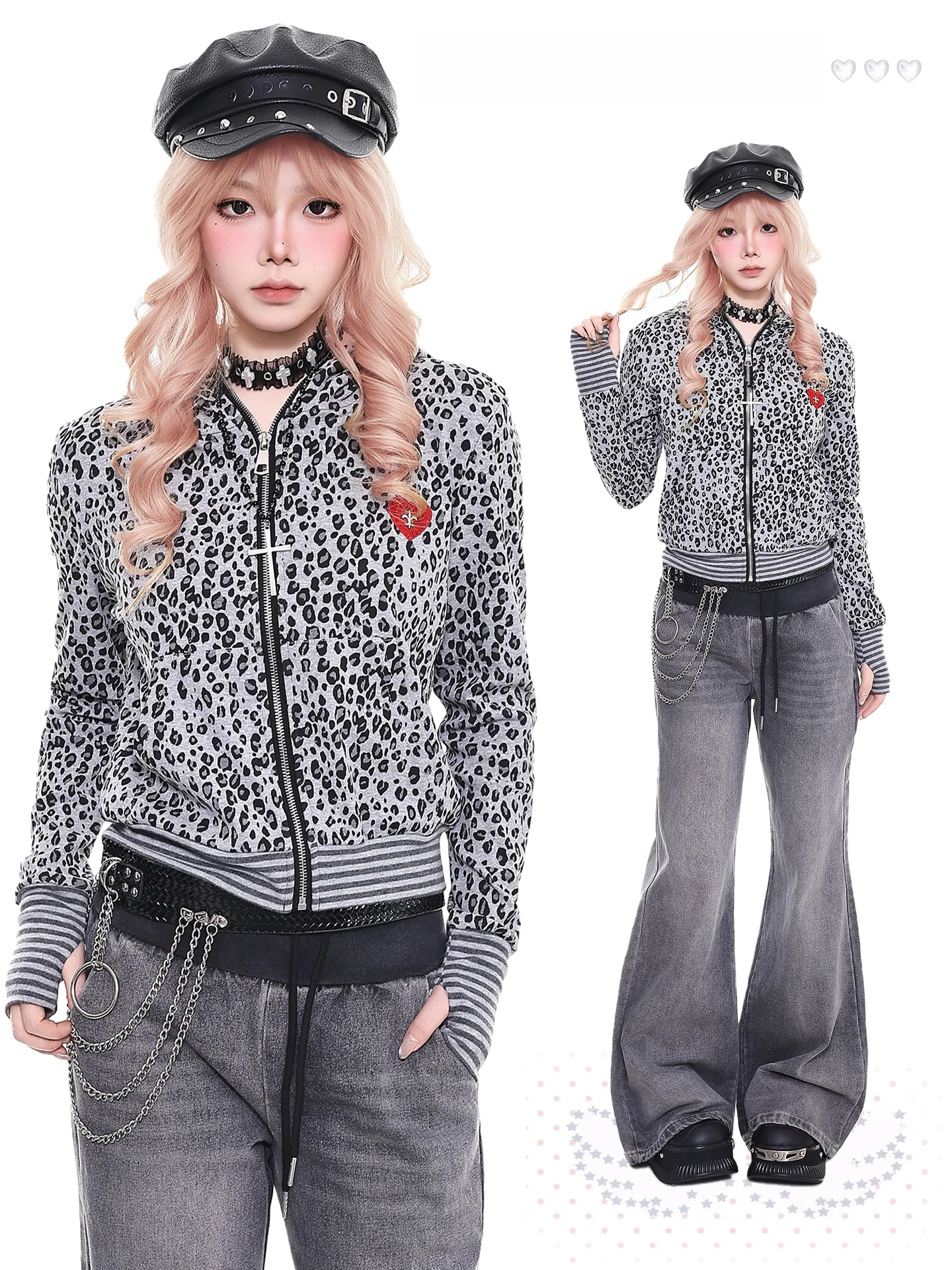 

Ретро-худи с коротким рукавом для женщин, оранжевый мармеладный цвет, с эффектом утяжки талии, весенняя повседневная модная куртка с леопардовым принтом