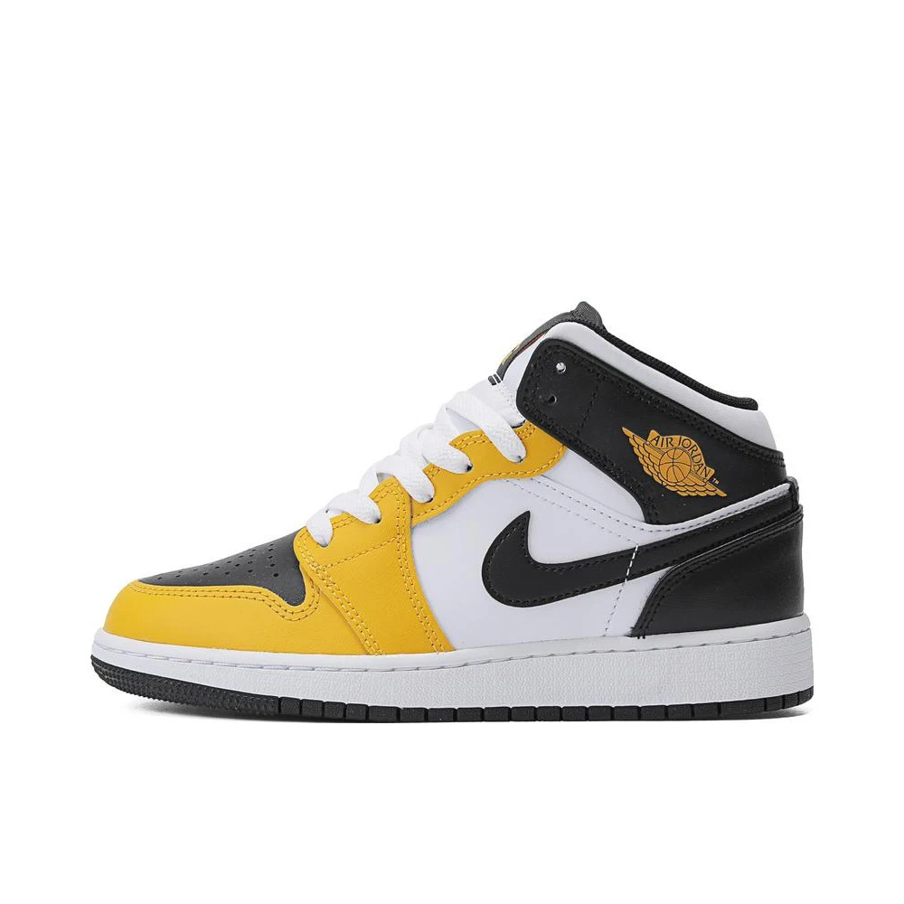 NIKE 2024 Boys AIR JORDAN 1 MID (GS) Kids Breathable Basketball Shoes DQ8423-701