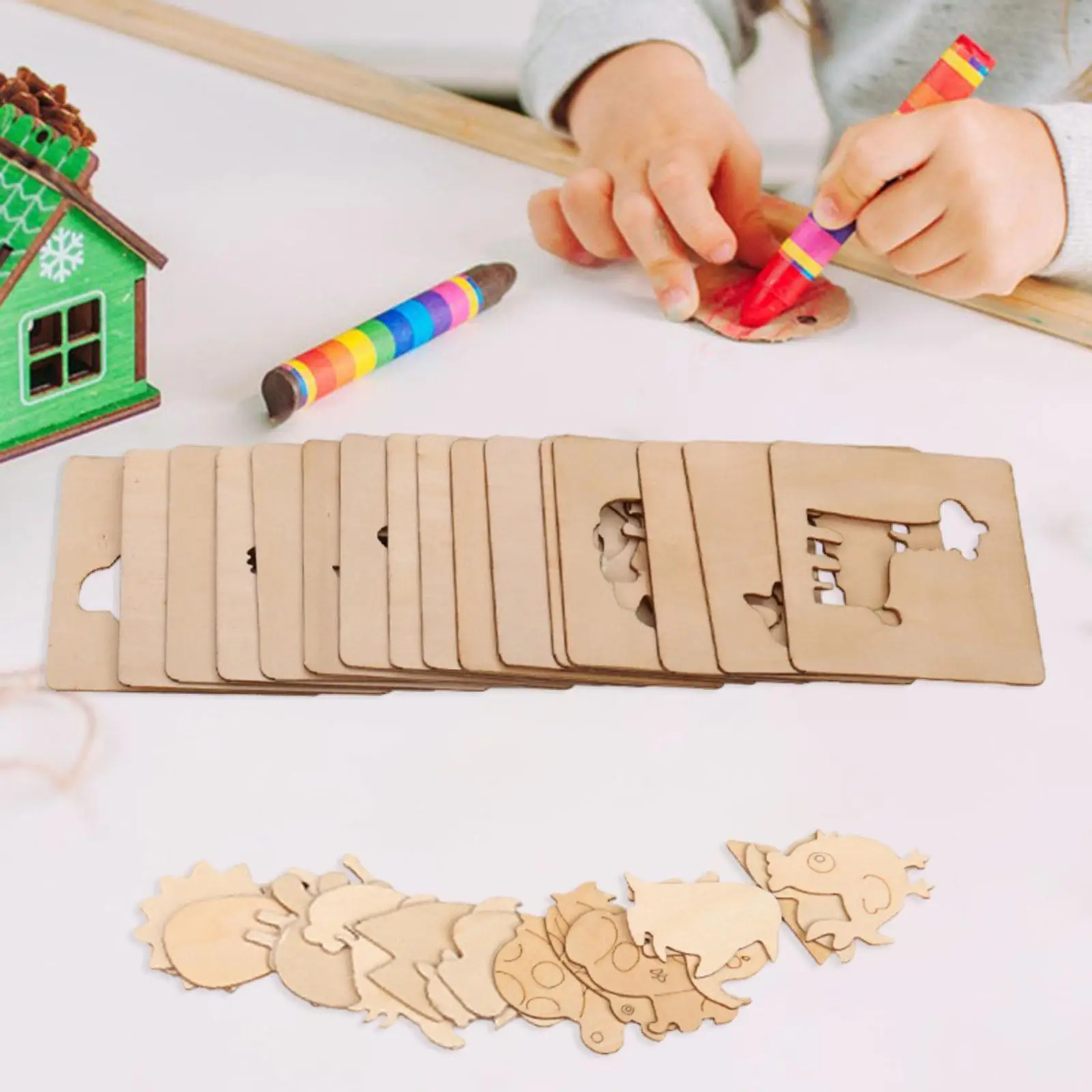 20Pcs Kids Wooden Drawing Stencils, Drawing Boards Stencils,