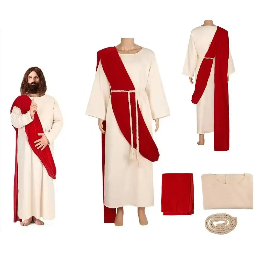 Erwachsene Männer Jesus Cosplay Kostüm Bart Jesus Kostüm Männer Jesus Christus Kostüm Jesus Halloween Jesus Robe Toga Kleid Robe Catholi