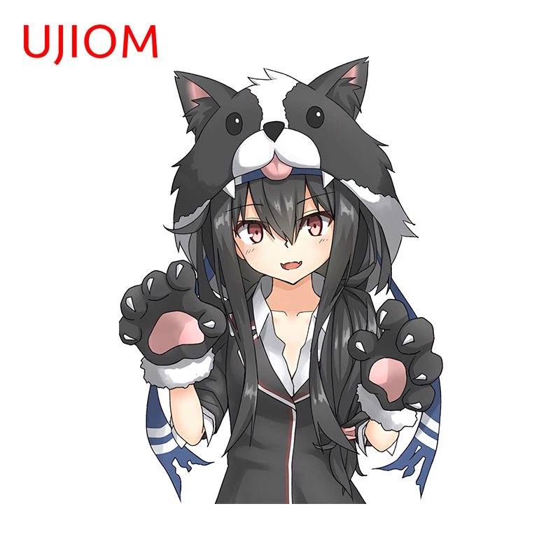 UJIOM 13cm X 8.4cm Lovely Kitten Furry Girl Wall Sticker Nice Bathroom Living Room Posters Decal Funny Home Decoration Murals