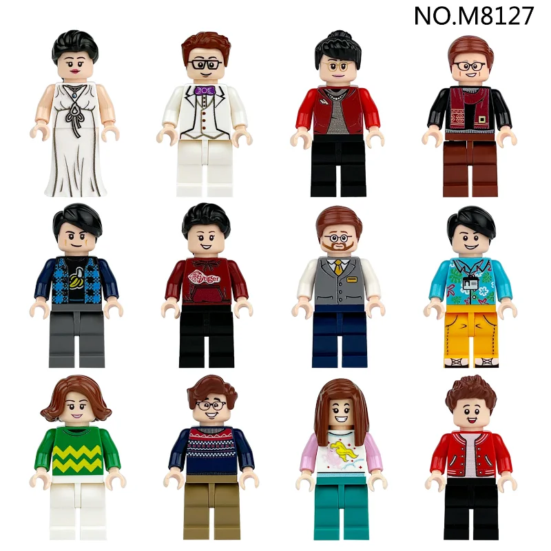 Blocos de construção das crianças brinquedo mini figura bonecas humanóides personagem dos desenhos animados presente aniversário playset educacional para crianças