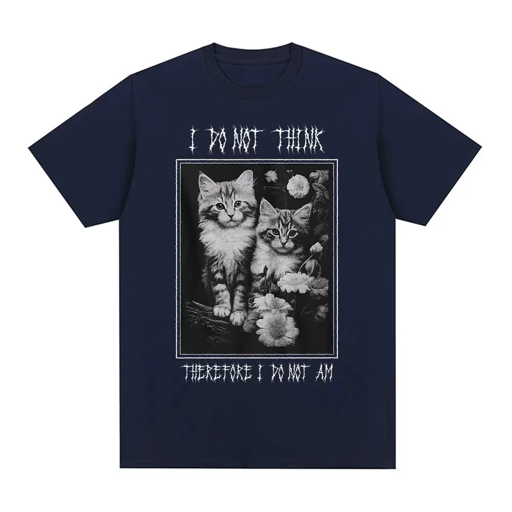 لا أعتقد لذلك أنا لست مضحك القط ميمي تي شيرت موضة تي شيرتات قصيرة الاكمام الرجال النساء عادية المتضخم تي شيرت #2