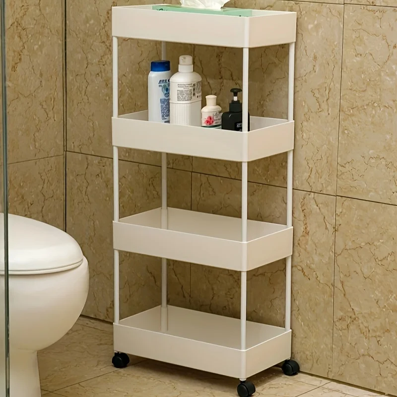 Floor to ceiling kitchen movable storage rack, bathroom crevice storage rack, beauty salon trolley