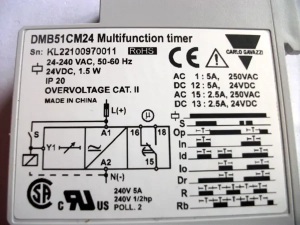 CARLOs GAVAZZIs 3-Phase Sequence and Phase Loss 17.5 mm DIN-rail housing Relay DMB 51 C M24