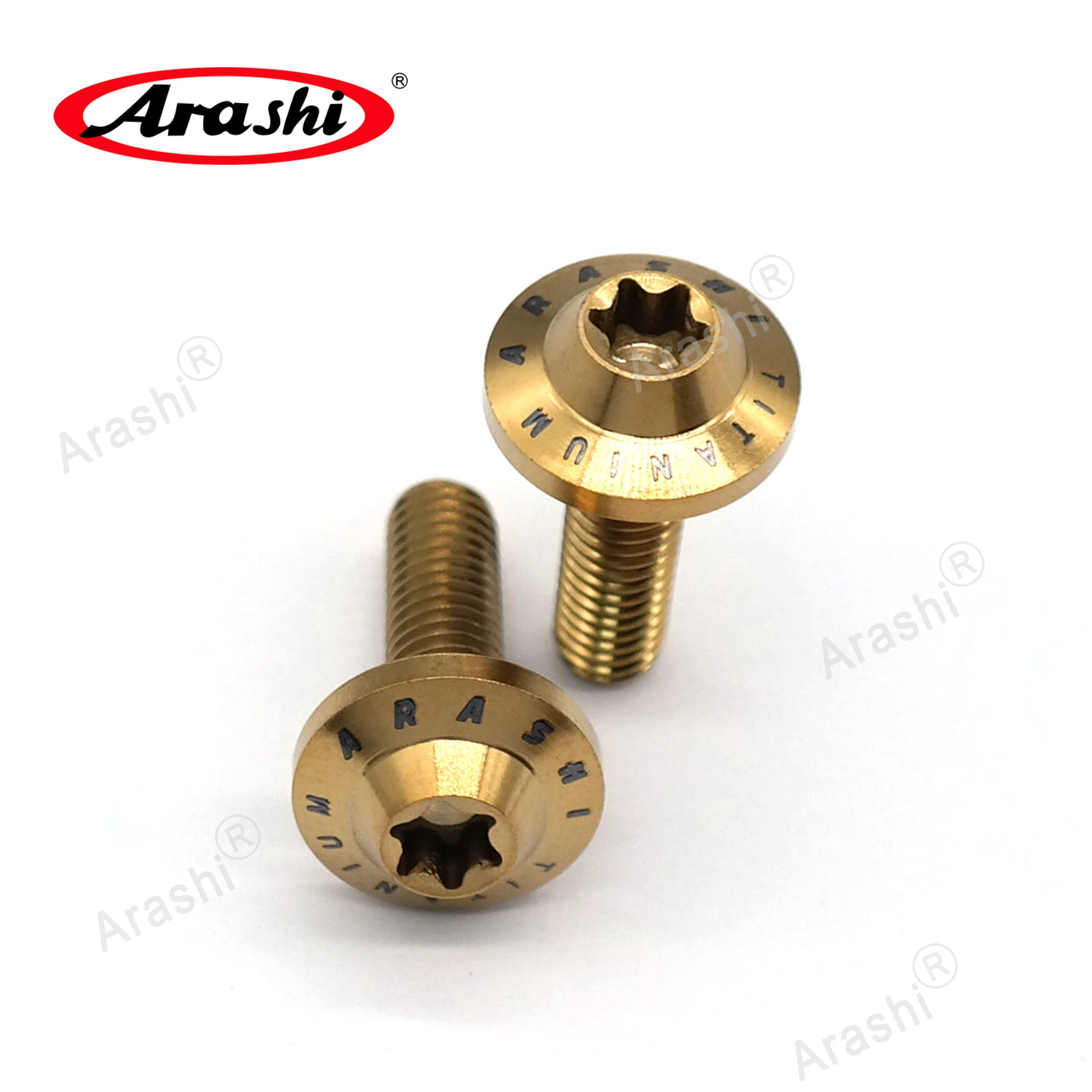 Arashi Mounting Bolts M6x20mm Motorcycle Brake Disc Rotor Titanium Screw Bolt Cylindrical Head Torx Drive For KAWASKI YAMAHA