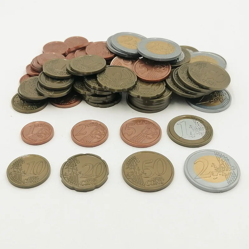Moneda europea de plástico para jugar dinero, juguete de broma para regalo, material didáctico para niños, accesorio de película, regalo de decoración navideña, 160 Uds.