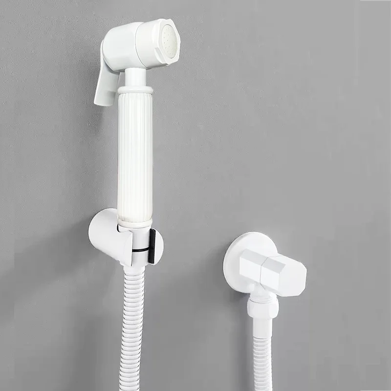 Hand Held Bidet Sprayer Douche Toilet Kit White Brass Shattaf Shower Head Copper Valve Set Jet Bidet Faucet Set Bidet Taps