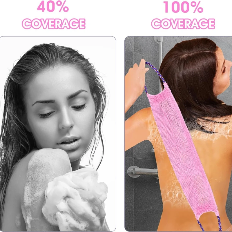 African Exfoliating Bath Net Set of 2,Extra Long Back Scrubber - Deep Cleansing Body Scrub for Shower,Exfoliator for Men & Women view 5