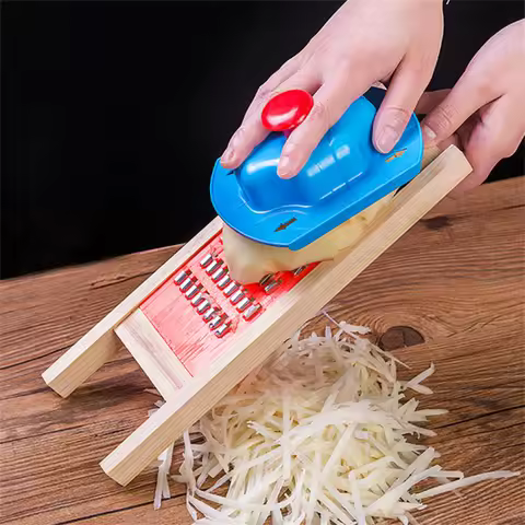 Fries Grid Stainless Potato Grid Steel Potato Kitchen Wooden Home Chip Shred Potato Vegetable French Gadget Cutter Grater Slicer
