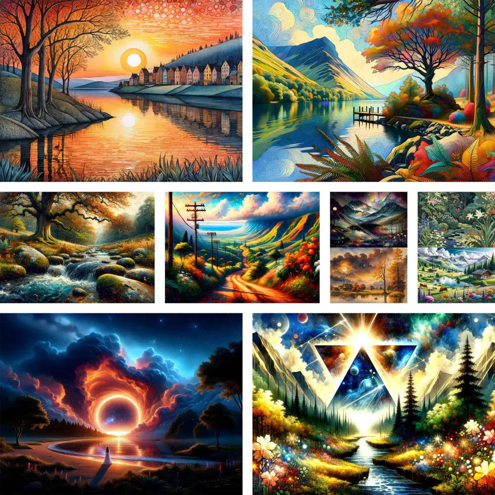 Landscape Fantasy Nature Painting By Number 40x50 Oil Paint Crafts Kits For Adults Home Decor Mother's Gift Dropshipping 2024 