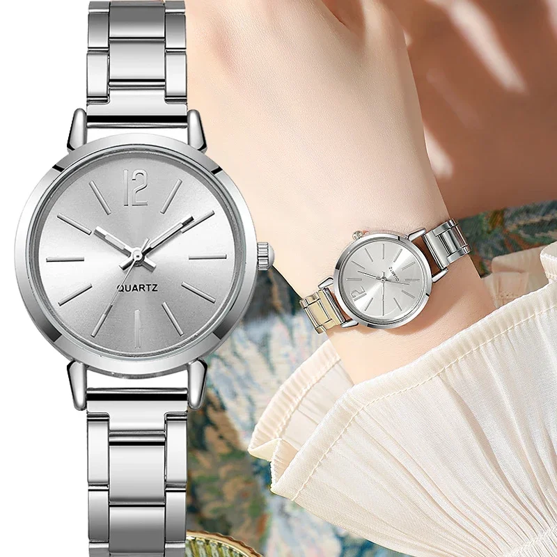 Ladies Fashion Simple Digital Alloy with Quartz Watch Bracelet Luxury Women Simple Dial Ladies Watches Reloj Mujer