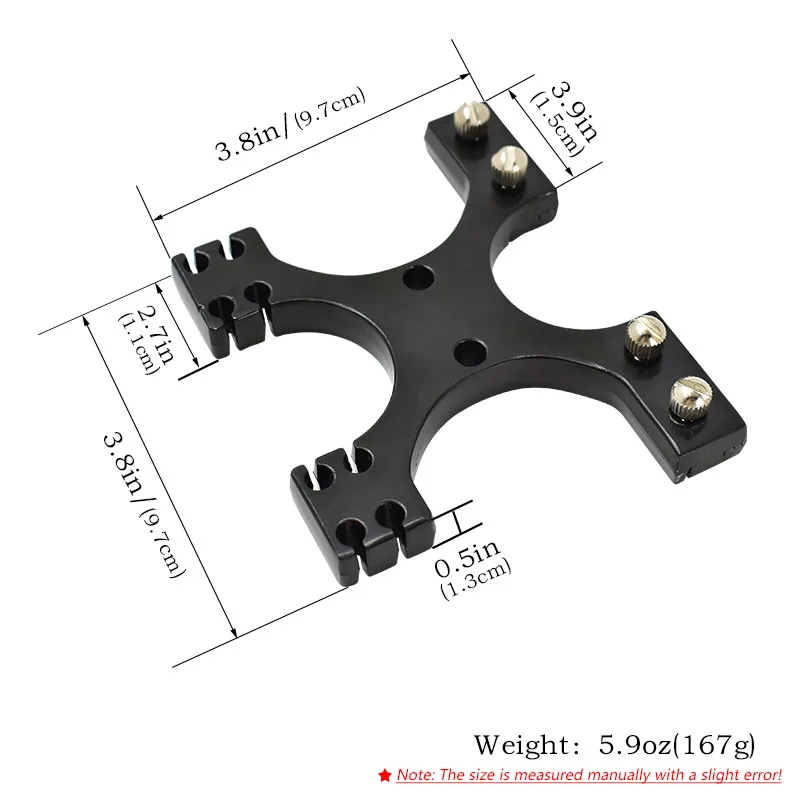 Stainless Steel Cross-Shaped Slingshot Head with Grooved Fork Tips & Central Cutouts for DIY Modification