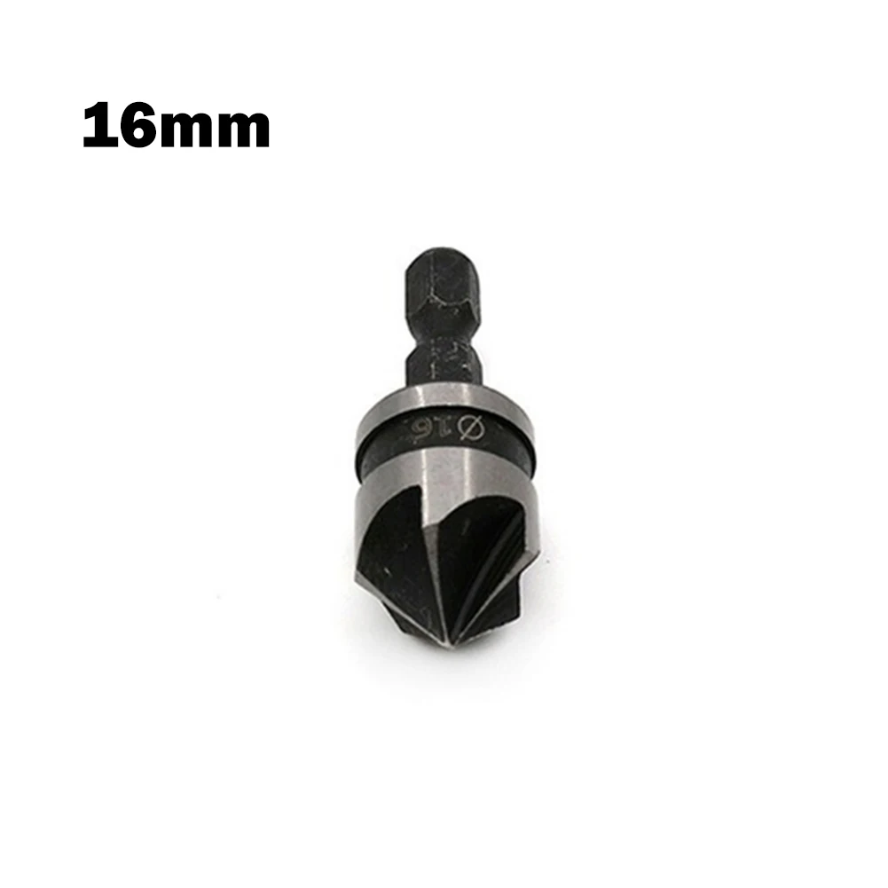 Chamfer 12 16 19mm 5 Flute Cutter Countersink Drill Bits Woodworking Drilling For Wood Hexagon Power Tools Countersink Drill Bit