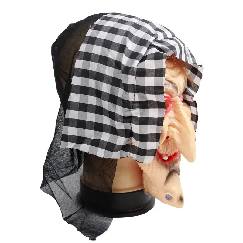 هالوين زي الساحرة قناع المرأة تأثيري غطاء الرأس بار منزل مسكون الرعب أداء الدعائم الكبار