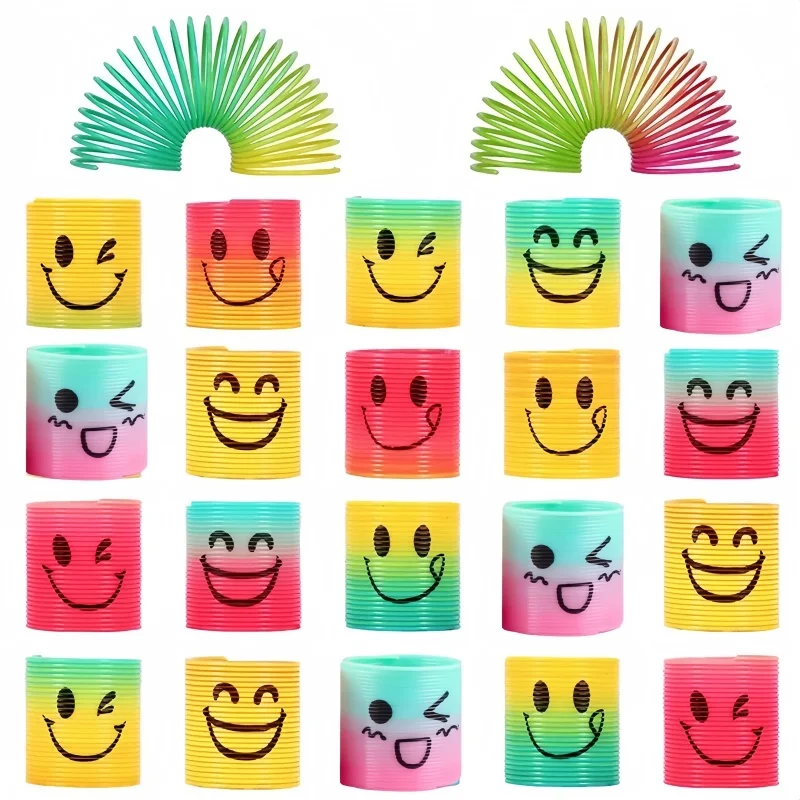 12pcs/Set Rainbow Stacking Music Nostalgic Puzzle Plastic Small Gift Spring CircleMagic Rainbow Circle For Boys Girls Gift Toy