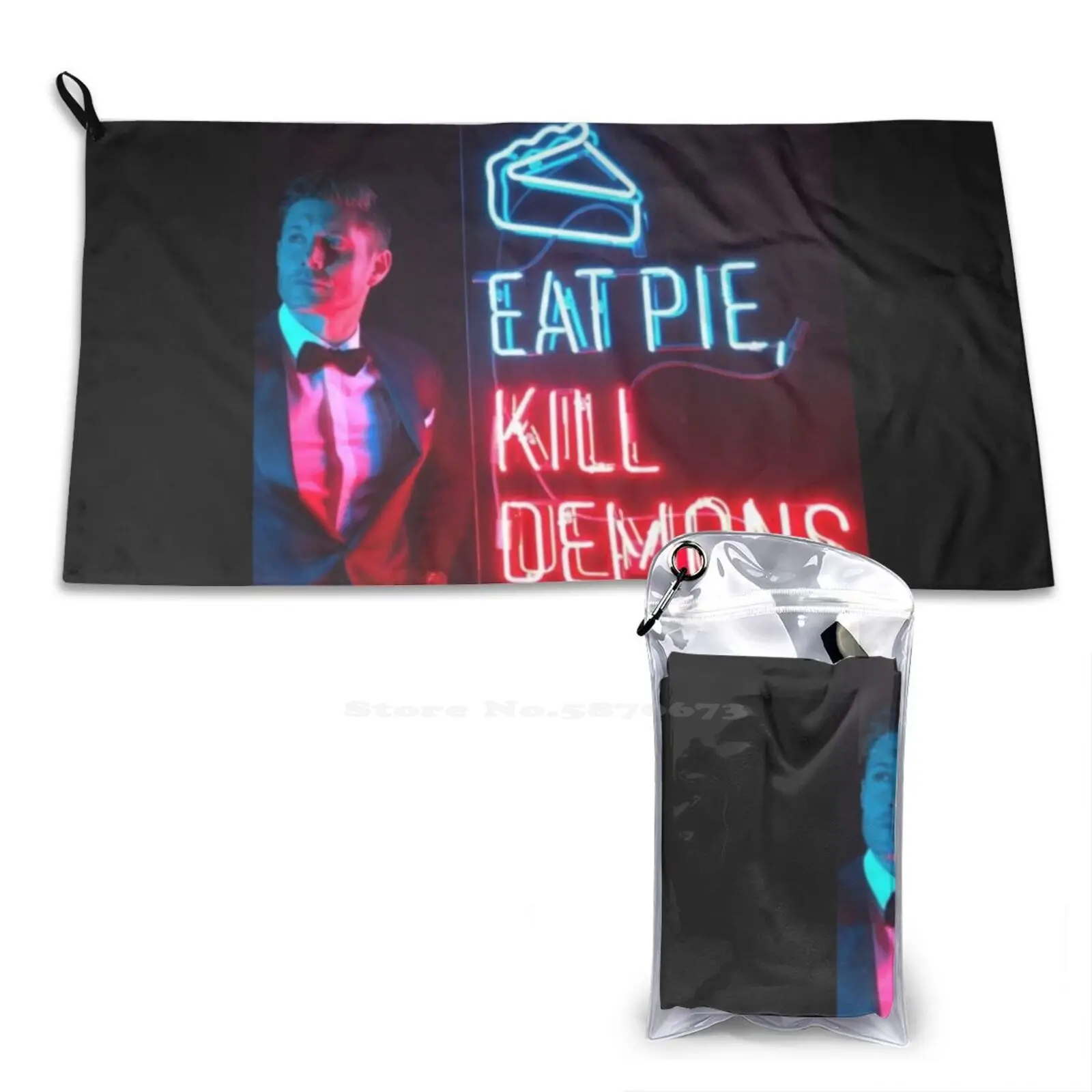 Eat Pie , Kill Demons. Soft Towel Quick Dry Beach Towel Eat Pie Kill Demons Supernatural Tv Show Series Jensen Ackles Brothers