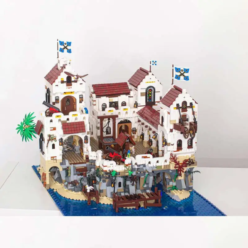 Retro Imperial Navy Fortress & Pirate Shipwreck Bay Building Blocks Set, DIY Sea Adventure Bricks Toy for Kids Gift