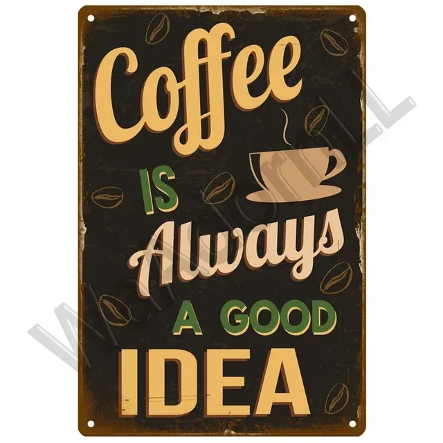 

Retro Metal Tin Sign Vintage Coffee Plaque Wall Art for Kitchen Bar Cafe Room Decorative Iron Poster Plate