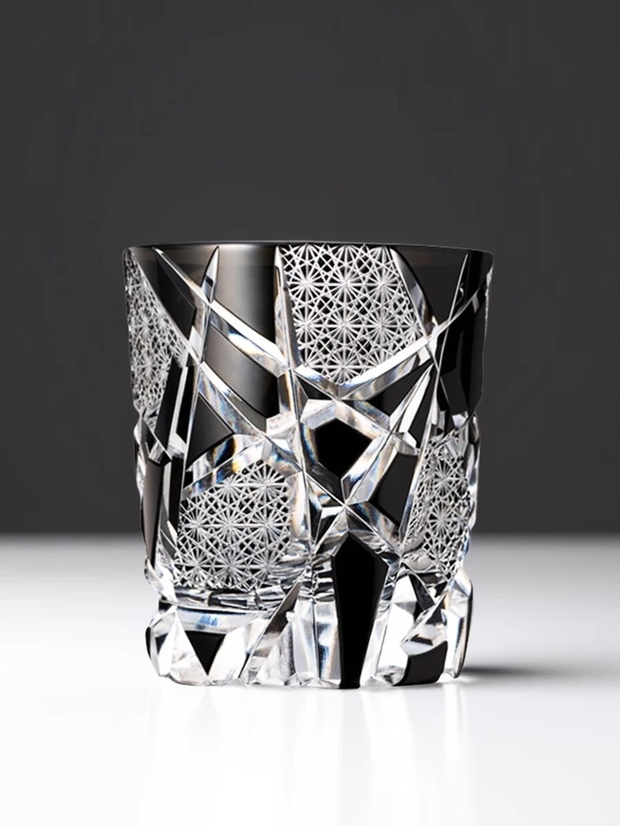 

Fine Carving Cool Black Flashing Lightning Edo Kiriko Crystal Ware Wine Glass Top Quality Whiskey Cup Beer Water Mug Dad's Gifts