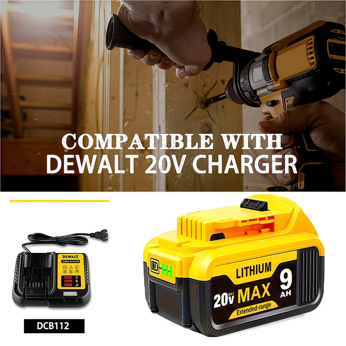 

20V 3/6/12AH For DeWalt MAX Li-ion Battery for DeWalt DCB547-XJ DCB200/DCB201 for Flexvolt Tool Batteries Replacement Battery