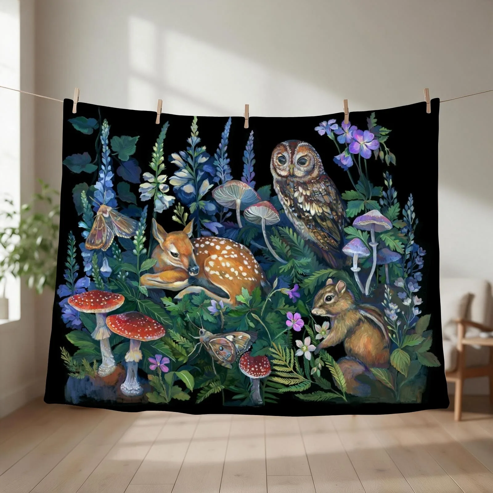 Enchanted Forest Throw Blanket couch cozy soft plush fuzzy picnic outdoor blanket