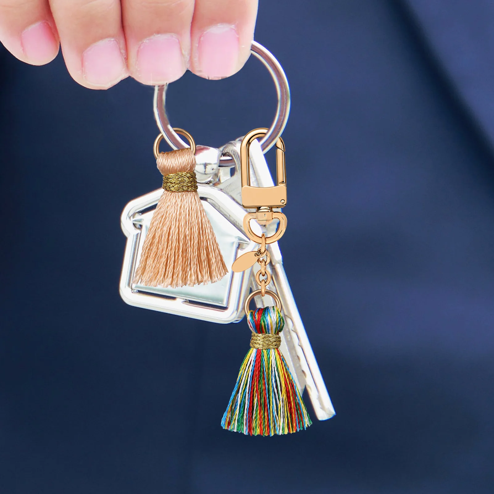 

50 Pcs 2cm Gold Thread Mixed Color for Earring Keychain Tassels Charms Keychains Jewelry Crafts naments Accessories